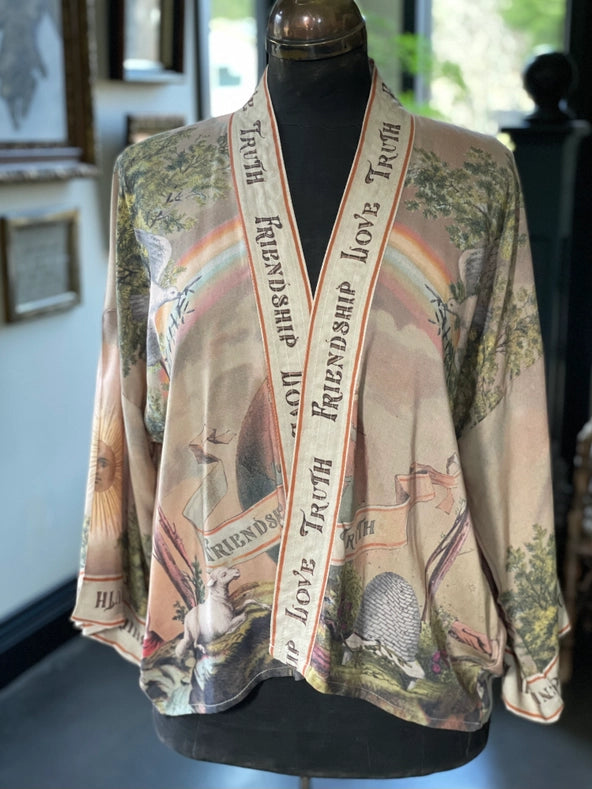 Friendship Love And Truth Cropped Bamboo Kimono Vintage Wash-Kimono-Market of Stars-length 60cm width 74cm-Urbanheer
