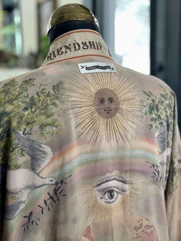 Friendship Love And Truth Cropped Bamboo Kimono Vintage Wash-Kimono-Market of Stars-length 60cm width 74cm-Urbanheer