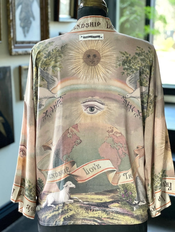 Friendship Love And Truth Cropped Bamboo Kimono Vintage Wash-Kimono-Market of Stars-length 60cm width 74cm-Urbanheer