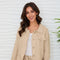 Fringe Hem Button Down Linen Jacket