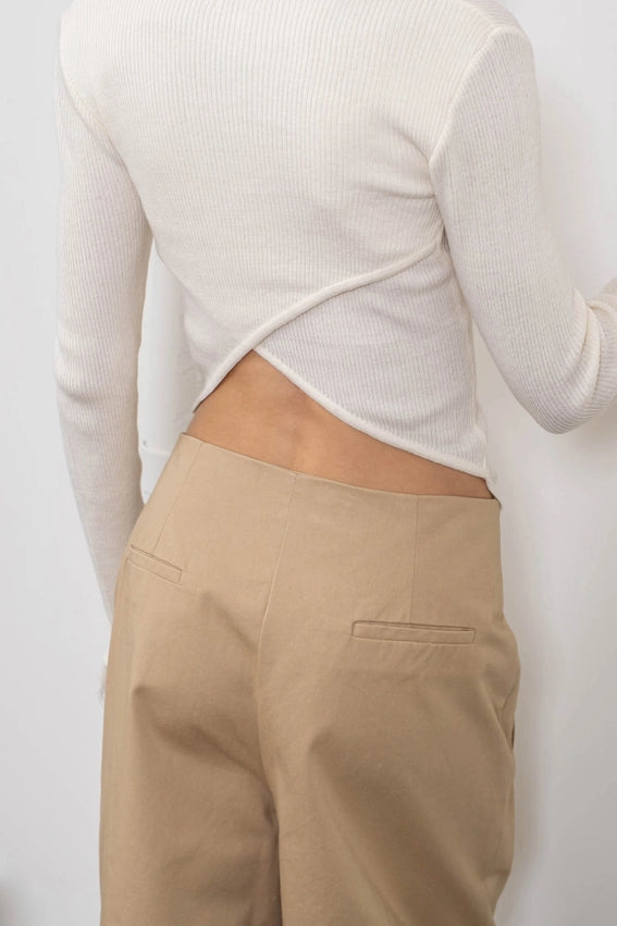 Fringe Long Sleeve Back Weap Lightweight Knit Top-Top-Moon River-XS-IVORY-Urbanheer