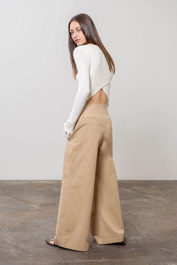 Fringe Long Sleeve Back Weap Lightweight Knit Top-Top-Moon River-XS-IVORY-Urbanheer