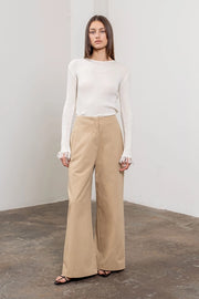 Fringe Long Sleeve Back Weap Lightweight Knit Top-Top-Moon River-XS-IVORY-Urbanheer