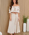 Fringe Ring Tie Detail Front Linen Skirt