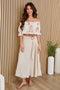 Fringe Ring Tie Detail Front Linen Skirt