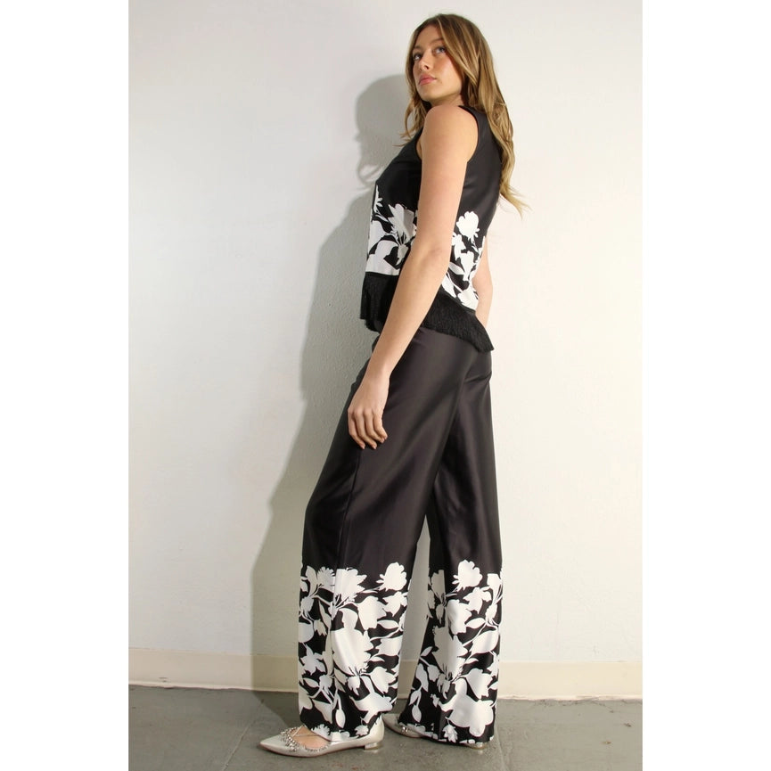 Fringe Sleeveless Top and Pants Set-Set-Mulla-S-Black-Urbanheer