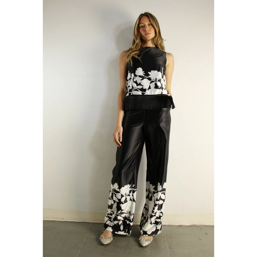 Fringe Sleeveless Top and Pants Set-Set-Mulla-S-Black-Urbanheer