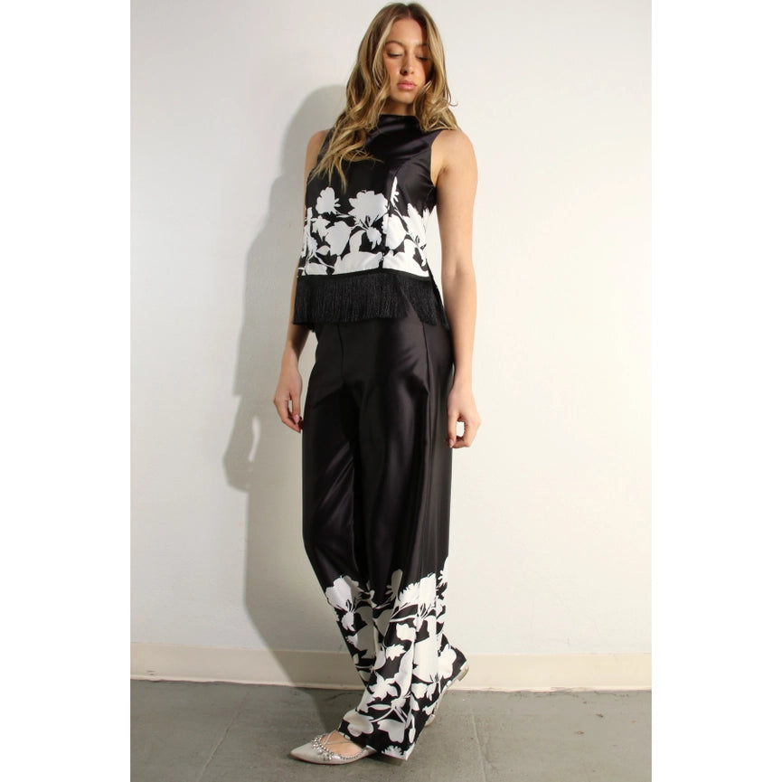 Fringe Sleeveless Top and Pants Set-Set-Mulla-S-Black-Urbanheer