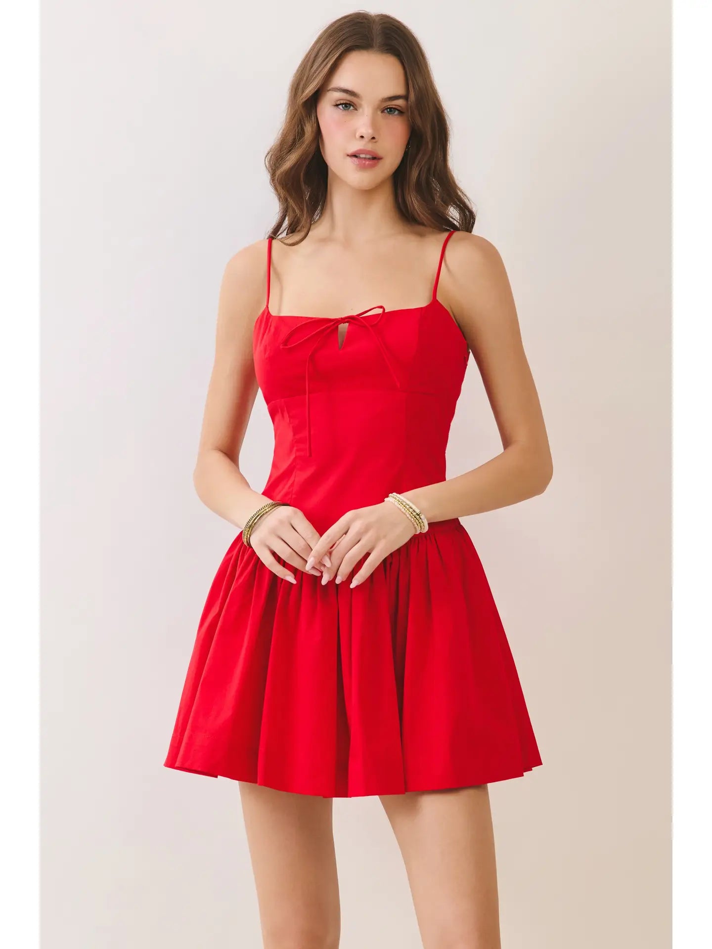 Front Bow Detail Fit and Flare Mini Dress