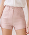 Front Button & Zip High Waist Pocket Detail Shorts
