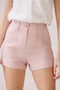 Front Button & Zip High Waist Pocket Detail Shorts