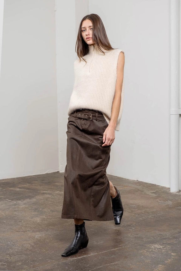 Front Half Zipper Turtleneck Sweater Vest-Sweater Vest-Moon River-XS-OATMEAL-Urbanheer