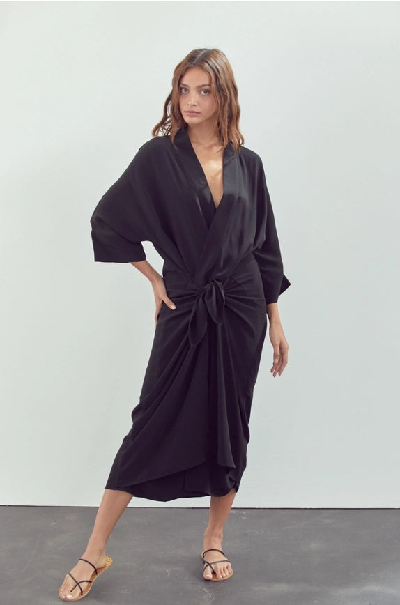 Front Tie Midi Dress-Dress-amente-XS/S-Black-Urbanheer