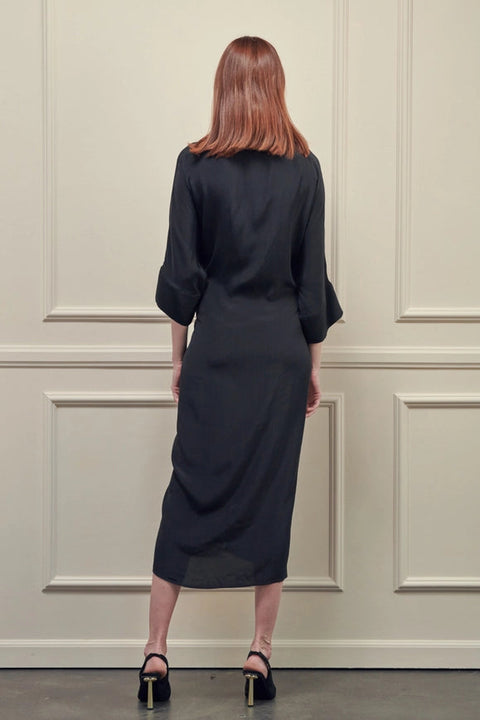 Front Tie Midi Dress-Dress-amente-XS/S-Black-Urbanheer