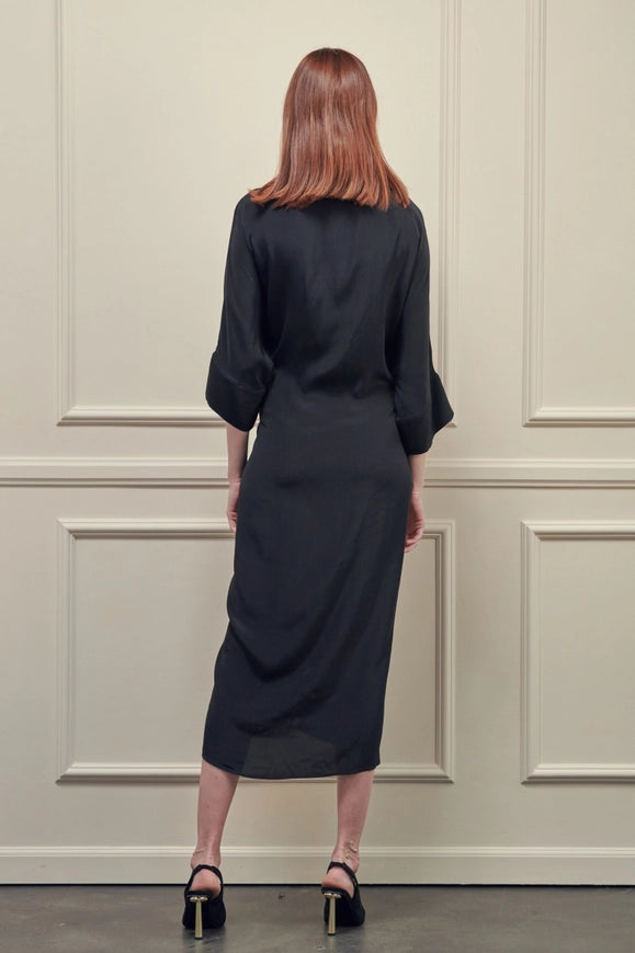 Front Tie Midi Dress-Dress-amente-XS/S-Black-Urbanheer