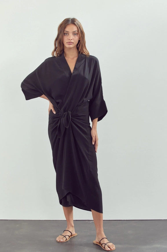 Front Tie Midi Dress-Dress-amente-XS/S-Black-Urbanheer