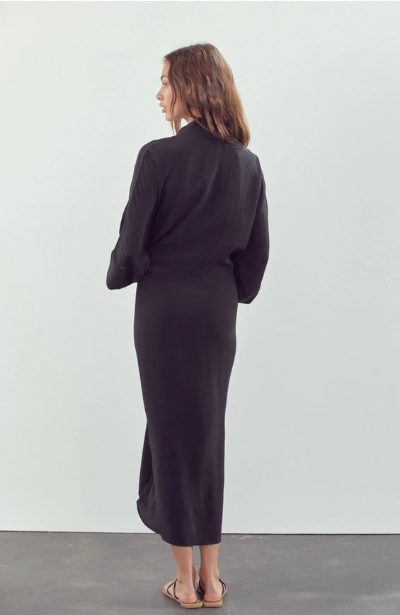Front Tie Midi Dress-Dress-amente-XS/S-Black-Urbanheer