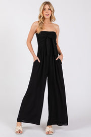 Front Tie Tank Top Wide Leg Jumpsuit Black-Jumpsuit-Final Touch-S-Black-Urbanheer