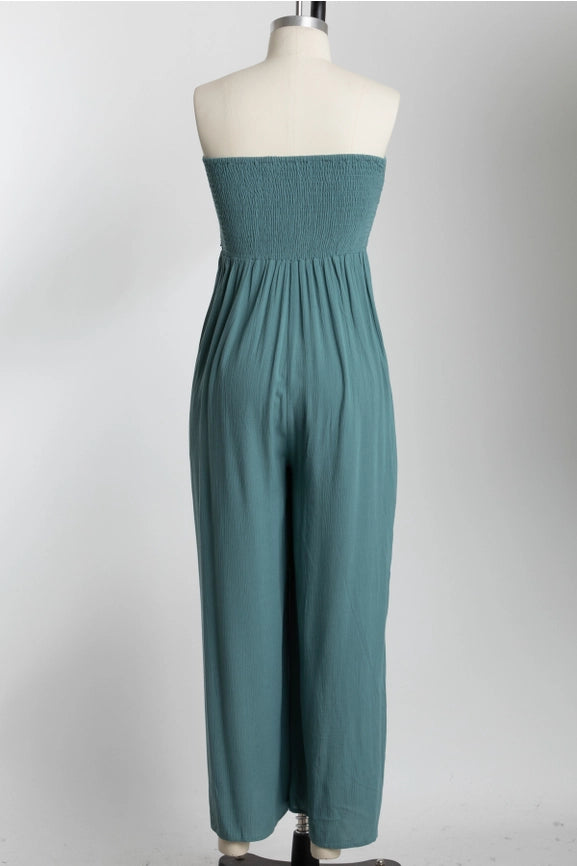 Front Tie Tank Top Wide Leg Jumpsuit Sage Green-Jumpsuit-Final Touch-S-Sage Green-Urbanheer