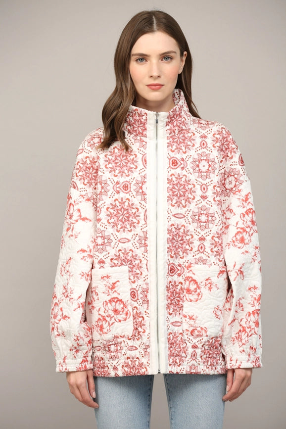 Front Zip Closure Quilted Jacket-Jacket-FATE-S-CREAM-Urbanheer