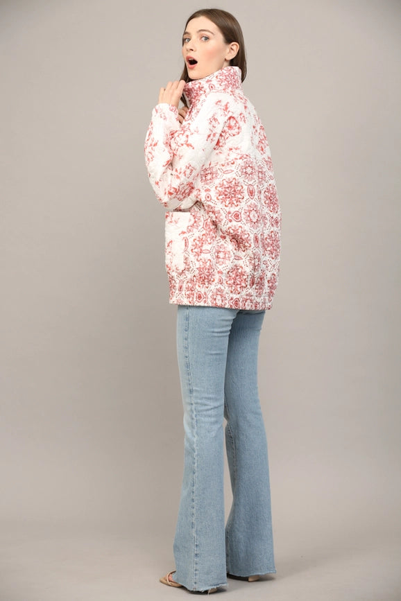 Front Zip Closure Quilted Jacket-Jacket-FATE-S-CREAM-Urbanheer