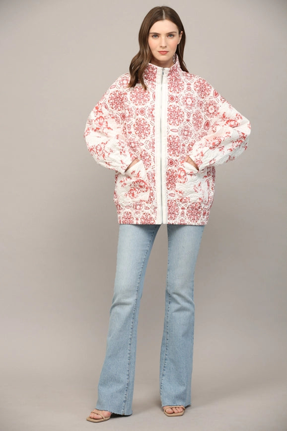 Front Zip Closure Quilted Jacket-Jacket-FATE-S-CREAM-Urbanheer