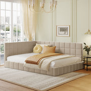 Full Size Upholstered Daybed/Sofa Bed Frame-Beige, Velvet-UH Decor-Default-Urbanheer