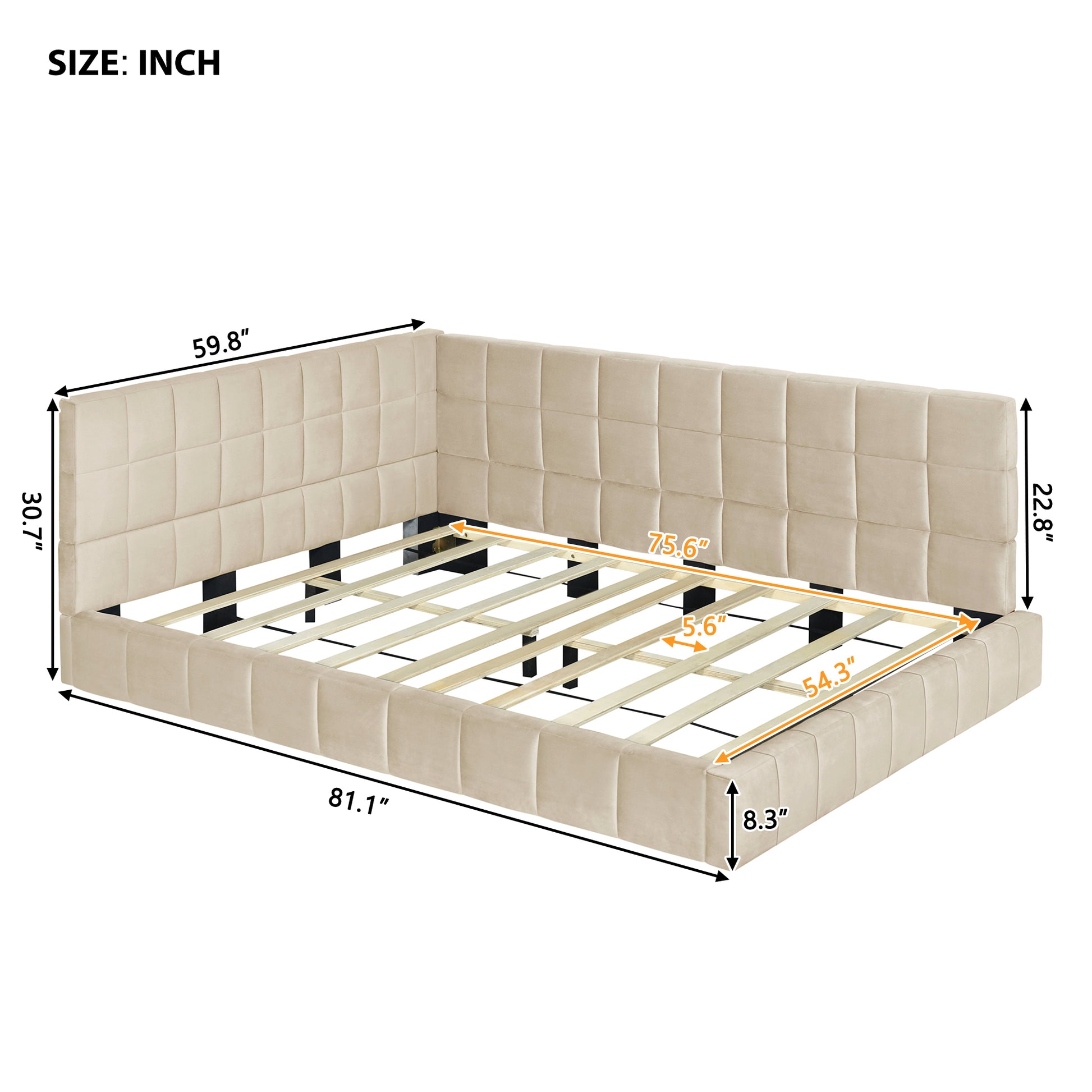 Full Size Upholstered Daybed/Sofa Bed Frame-Beige, Velvet-UH Decor-Default-Urbanheer