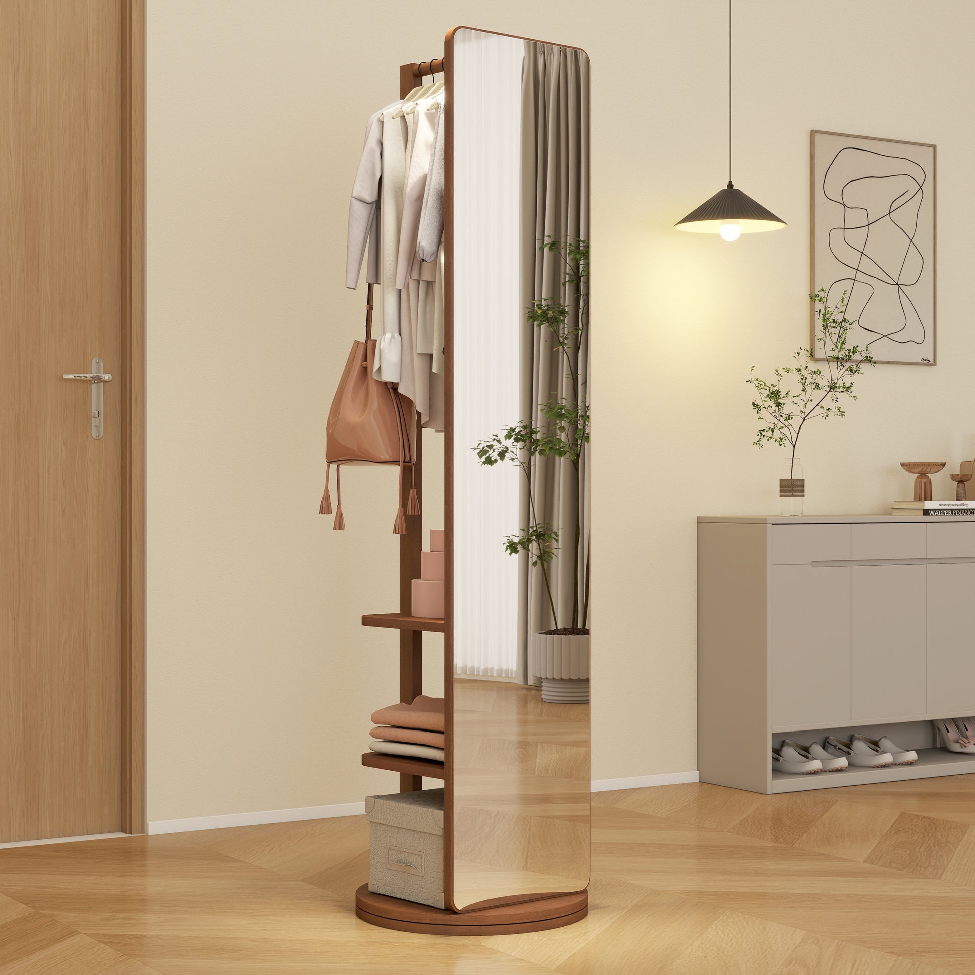 Full-body mirror, solid wood + rubber wood + glass, 19.6*68.8in(mirror width:15.7in) Large mirror-UH Decor-Default-Urbanheer