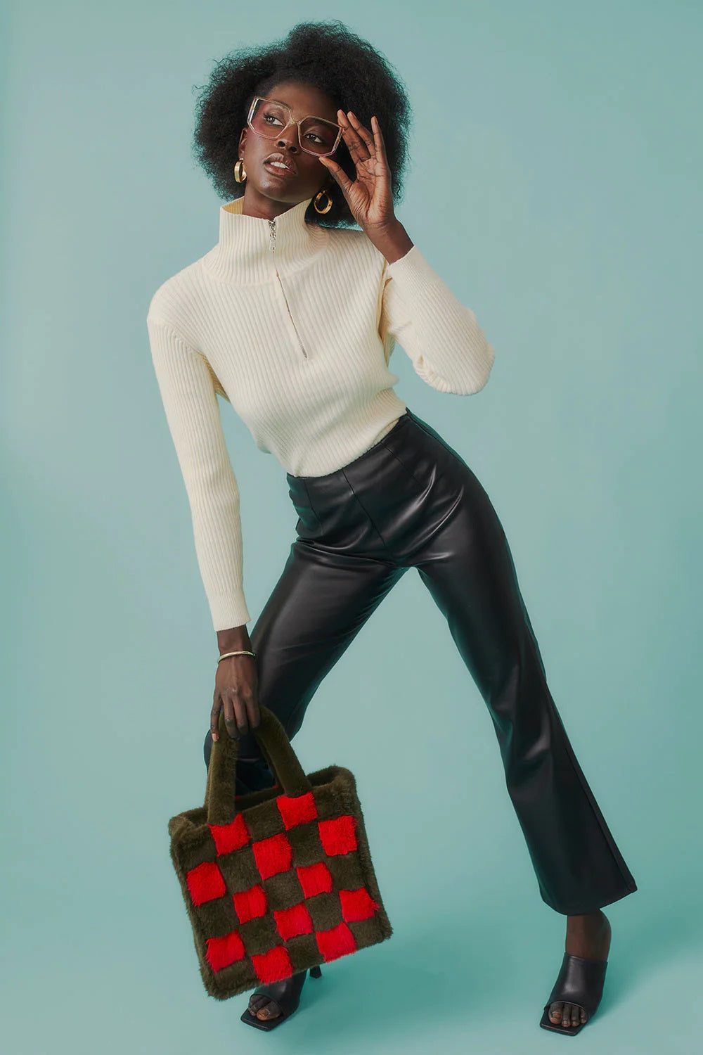 Funnel Neck Ribbed Cream Cashmere Jumper-Tops-Buy Me Fur Ltd-One Size-Cream-Cashmere-Urbanheer