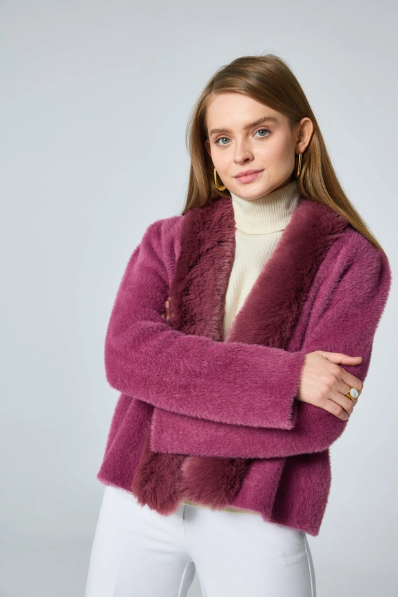 Fur Cardigan with Detachable Collar-Cardigan-Frime-bordeaux-Urbanheer
