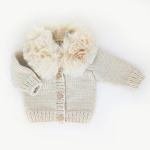Fur Collar Natural Cardigan Sweater Baby & Toddler-Sweater-Huggalugs-12-18 months-Urbanheer