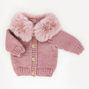Fur Collar Rosy Cardigan Sweater For Baby & Toddler-Sweater-Huggalugs-0-6 months-Urbanheer