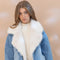 Fur Collard Cuff Over Sized Washed Denim Jacket-Jacket-Blue B-S/M-DENIM-Urbanheer