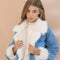 Fur Collard Cuff Over Sized Washed Denim Jacket-Jacket-Blue B-S/M-DENIM-Urbanheer