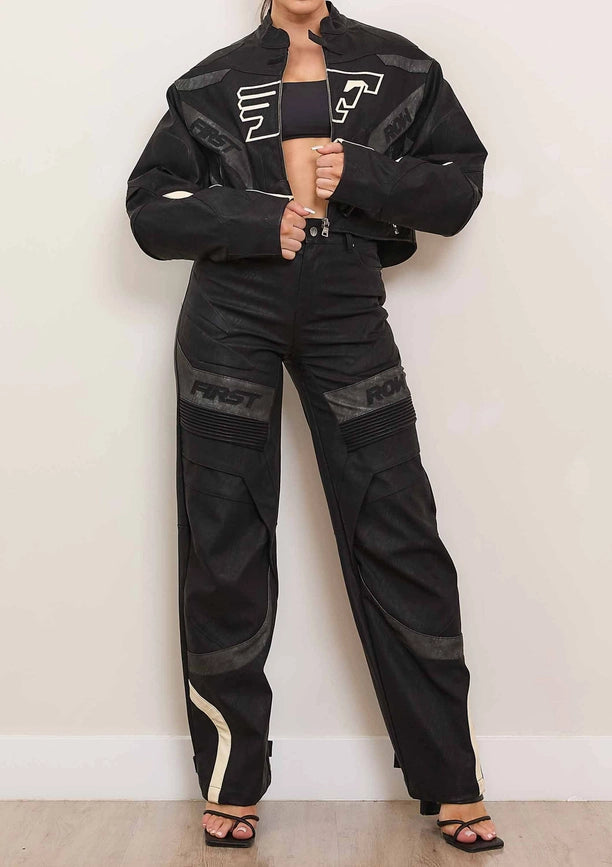 Furious Motor Racing Leather Jacket-Jacket-First Row-S-Black-Urbanheer