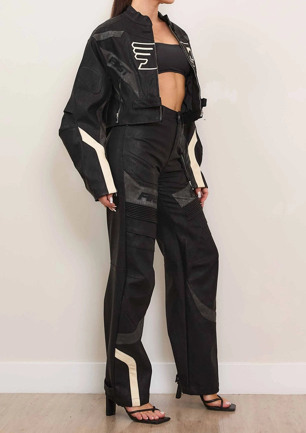 Furious Motor Racing Leather Jacket-Jacket-First Row-S-Black-Urbanheer