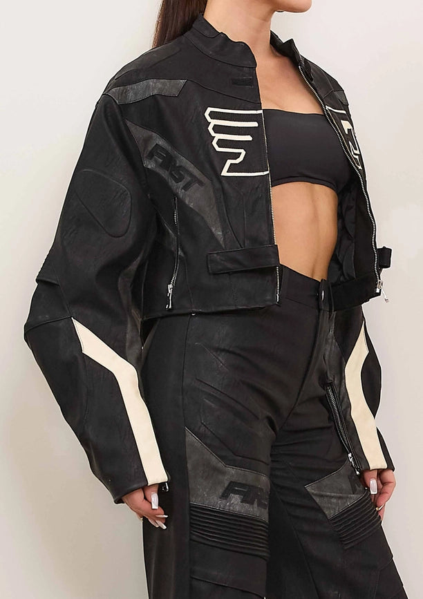 Furious Motor Racing Leather Jacket-Jacket-First Row-S-Black-Urbanheer