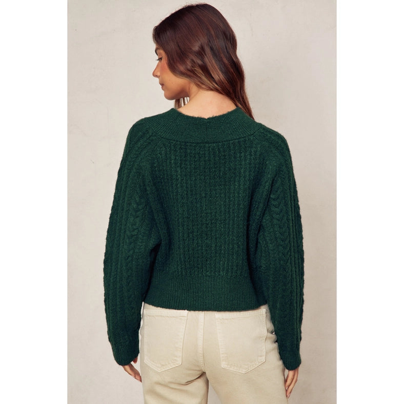 Fuzzy Cable Knit Cardigan DARK HUNTER-Cardigan-Dress Forum-S-Urbanheer