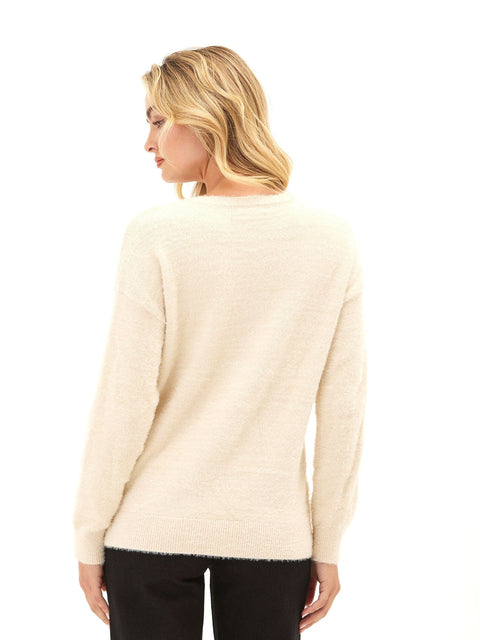 Fuzzy Knit Graphic Pullover