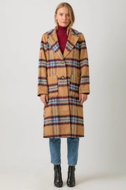 Fuzzy Plaid Long Coat Camel Mix-Coat-Mystree-S-Camel Mix-Urbanheer