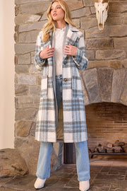 Fuzzy Plaid Long Coat Ivory Mix-Coat-Mystree-S-Ivory Mix-Urbanheer
