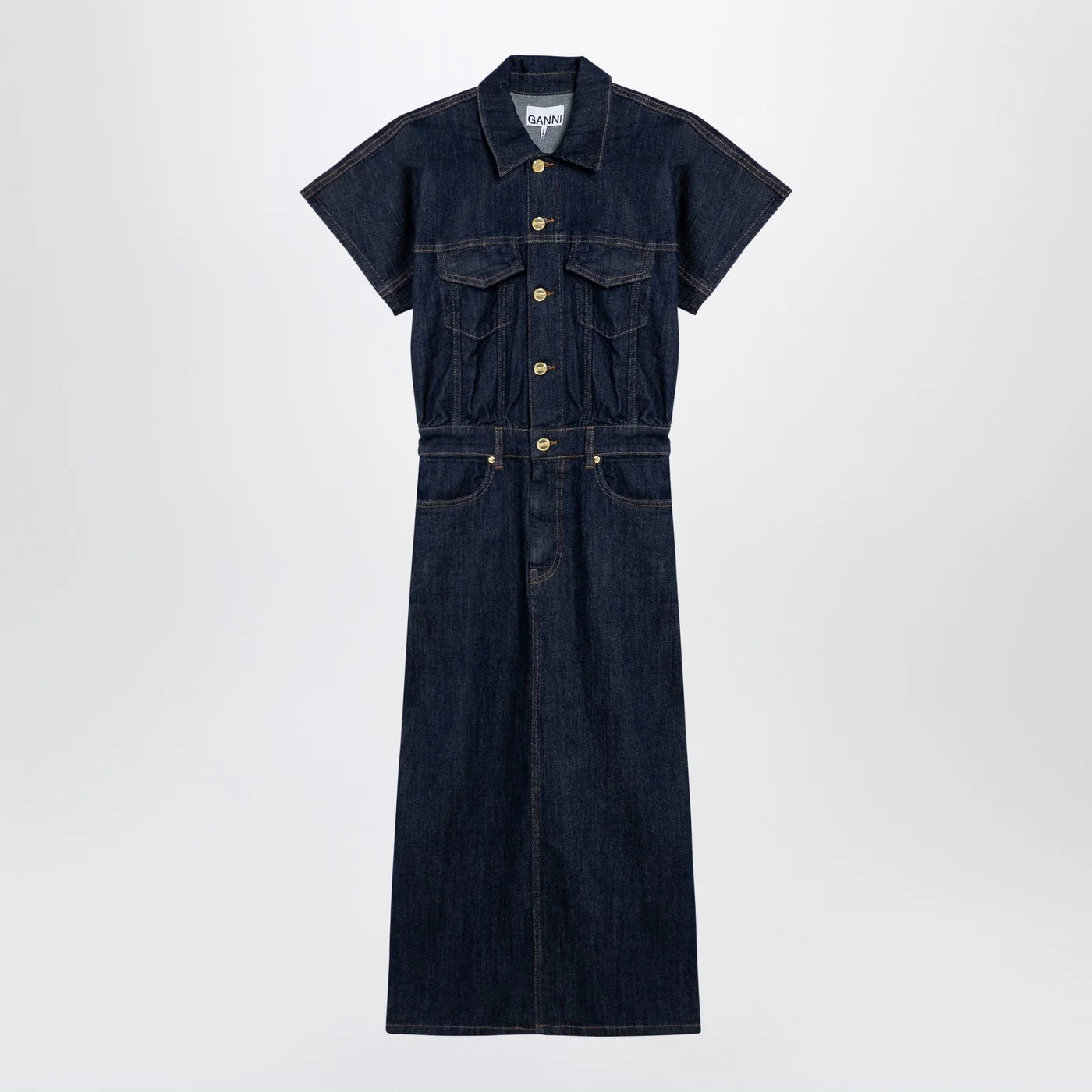 GANNI Blue midi dress in organic denim