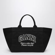GANNI XXL black canvas tote bag