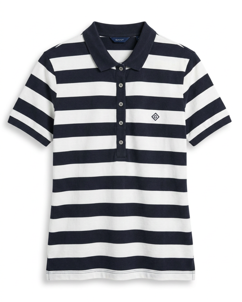 GANT Short Sleeve Polo Shirt Stripes/Evening Blue