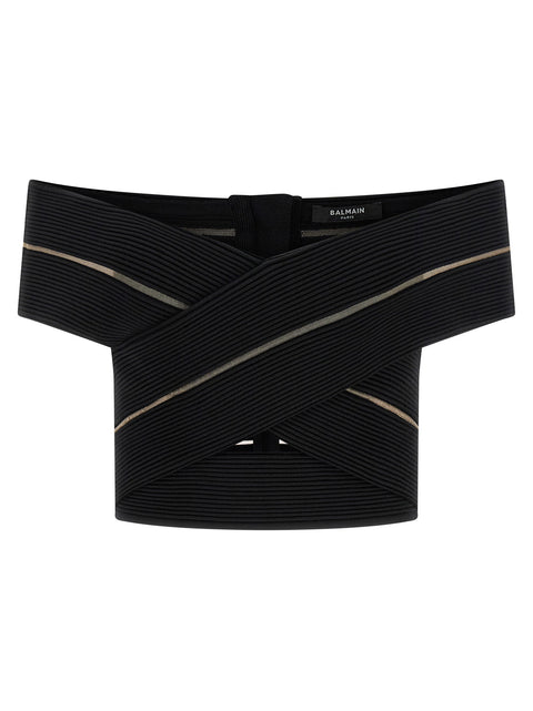 Balmain Off-the-shoulder Crop Top