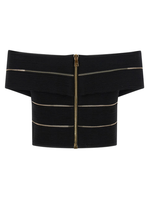 Balmain Off-the-shoulder Crop Top