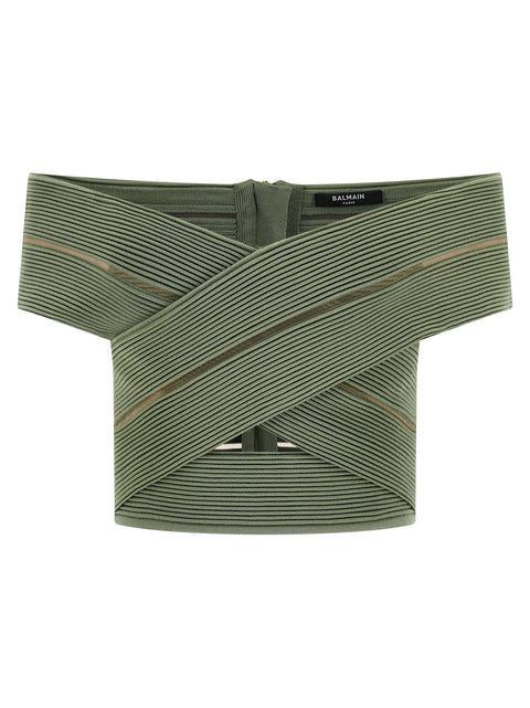 Balmain Off-the-shoulder Crop Top