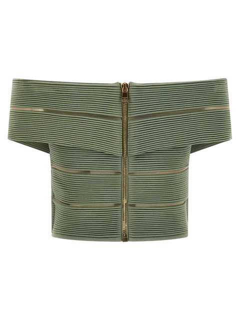Balmain Off-the-shoulder Crop Top