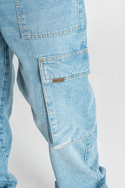 Light Blue Discover Cargo Jeans-Jeans-Gianni Kavanagh-Urbanheer